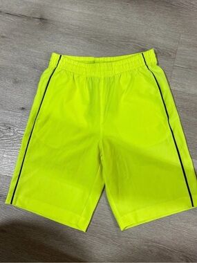 Spotted Zebra Kids Neon Yellow Athletic Shorts with Black Side Piping